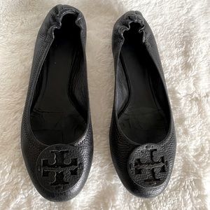 Black Leather Authentic Tory Burch Ballet Slipper